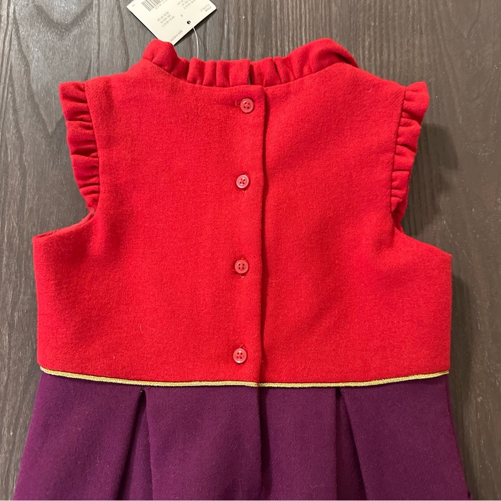 Janie And Jack Belle Of The Ballet Dress Girl’s 4 Red Purple Wool Blend Pockets - Picture 4 of 11